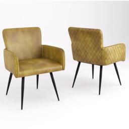Clearance - Stanton Mustard Leather Dining Armchair - Brand New Item - thumbnail 2