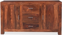 Cube Honey Lacquered Sheesham Medium Sideboard, 133cm W with 2 Doors and 3 Drawers - thumbnail 2