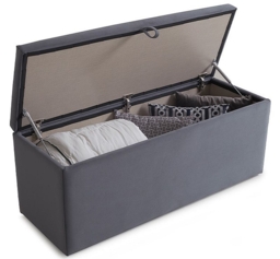 Billie Grey Velvet Fabric Storage Blanket Box - thumbnail 2