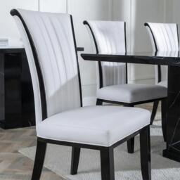 Cadiz Dining Chair - Large High Back - White Leather - Black Legs - thumbnail 2