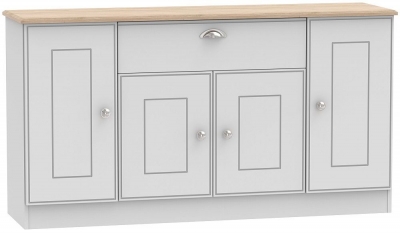 Victoria Grey Riviera Oak 4 Door 1 Drawer Wide Sideboard