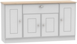Victoria Grey and Riviera Oak Wide Sideboard - 4 Doors