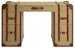 Columbus  Canvas 5 Drawer Desk with Leather Trim