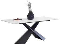 Merlin White Sintered Stone Top 180cm Dining Table with Black Cross Base - 6 Seater