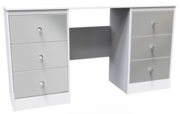 Padstow Unifrom Gloss and Matt White Double Pedestal Dressing Table - thumbnail 2
