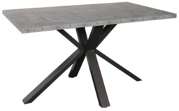 Fusion Stone Effect Dining Table, 135cm Seats 6 Diners Rectangular Top with Black Spider Legs