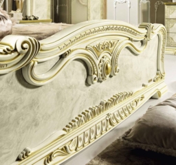 Camel Leonardo Night Italian Ivory High Gloss and Gold Upholstered Bed - thumbnail 3