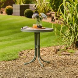 Bergen Garden Bistro Set - Round - Green Metal - 2 Stacking Armchairs - thumbnail 2