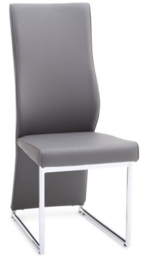 2 x Remo Grey Faux Leather Dining Chair with Chrome Base