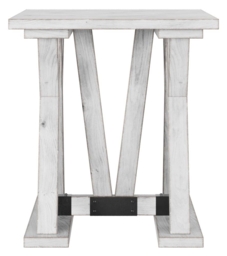 Clearance - Farmhouse Mango Wood White Washed Trestle Side Table - thumbnail 2