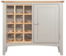 Lowell Grey and Oak Wine Rack Small Sideboard - thumbnail 1