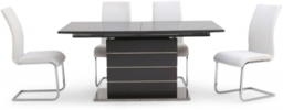 Massimo Grey Gloss Butterfly Extending Dining Set with 4 Paolo White Chairs