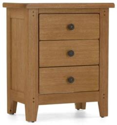 Burford Oak 3 Drawer Bedside Cabinet