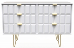 Cube White 6 Drawer Midi Chest with Gold Hairpin Legs - thumbnail 1