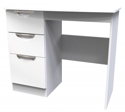 Camden Single Pedestal Dressing Table - High Gloss White