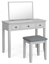 Stowe Silver Grey Dressing Table Set with Stool and Mirror