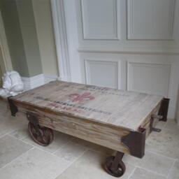 Dutch Railway Wood and Metal Coffee Table