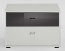 Tokio 2 Drawer Bedside Cabinet with Alpine White or Glass Top Drawer