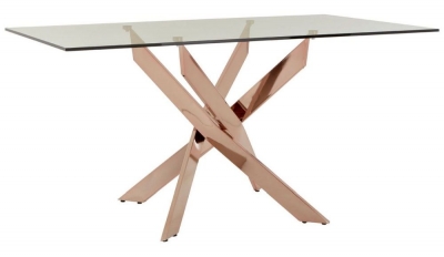Allure  Glass and Rose Gold Intersected 6 Seater Dining Table - image 1