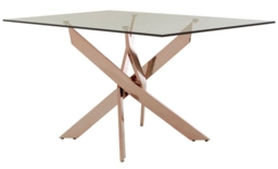 Allure  Glass and Rose Gold Intersected 6 Seater Dining Table - thumbnail 2