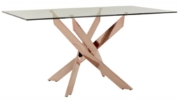 Allure  Glass and Rose Gold Intersected 6 Seater Dining Table - thumbnail 1