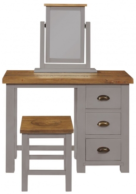 Regatta Grey Painted Pine Dressing Table - 3 Drawers Single Pedestal