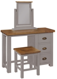 Regatta Grey Painted Pine Dressing Table - 3 Drawers Single Pedestal - thumbnail 3