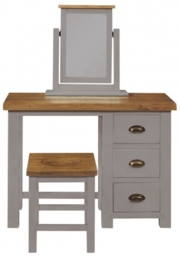 Regatta Grey Painted Pine Dressing Table - 3 Drawers Single Pedestal - thumbnail 1