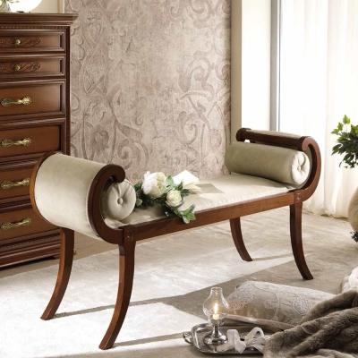 Camel Torriani Walnut Italian Curve Roll Bench