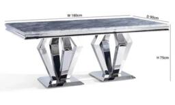 Dolce Dining Table - Grey Marble & Chrome - Sizes Available - thumbnail 3