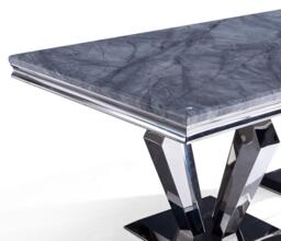 Dolce Dining Table - Grey Marble & Chrome - Sizes Available - thumbnail 2