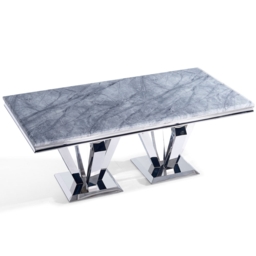Dolce Dining Table - Grey Marble & Chrome - Sizes Available - thumbnail 4