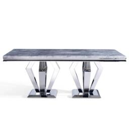 Dolce Dining Table - Grey Marble & Chrome - Sizes Available - thumbnail 1