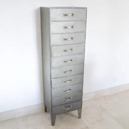 Tallboy Chest - Multi Drawer - Grey Metal - Industrial - thumbnail 1