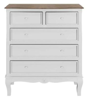 Clearance - Fleur French Style White Shabby Chic 2 + 3 Drawer Chest - Made in Solid Mango Wood