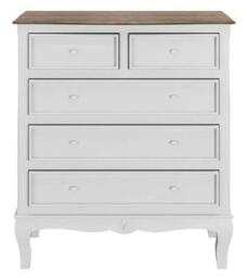 Clearance - Fleur French Style White Shabby Chic 2 + 3 Drawer Chest - Made in Solid Mango Wood - thumbnail 1
