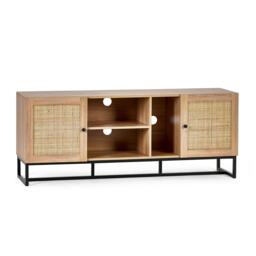 Padstow Oak and Rattan 150cm TV Unit - thumbnail 2