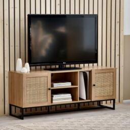 Padstow Oak and Rattan 150cm TV Unit - thumbnail 1