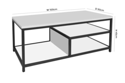 Flux White Coffee Table with Shelf - thumbnail 2