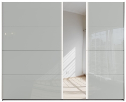 Miramar 2 Door Sliding Wardrobe with Silk Grey Glass and Mirror Front  - W 271cm - thumbnail 2