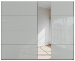 Miramar 2 Door Sliding Wardrobe with Silk Grey Glass and Mirror Front  - W 271cm - thumbnail 1