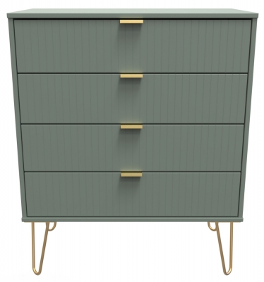Linear Green 4 Drawer Chest with Gold Hairpin Legs - image 1