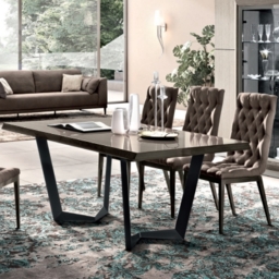 Modum Elite Silver Birch Italian Extending Dining Set with Capitonne Dining Chairs