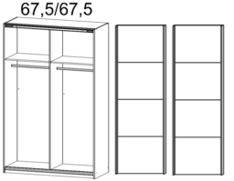Quadra 2 Door Sliding Wardrobe in White and Oak - W 136cm - thumbnail 2