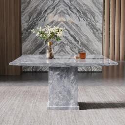 Turin Square Dining Table - 8 Seater - 140cm - Grey Marble - thumbnail 2