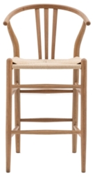 Whitney Natural and Woven Wishbone Bentwood Bar Stool (Sold in Pairs)