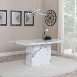 GET 2 CHAIRS FREE - Naples White Marble Dining Set - Courtney Blue Fabric Dining Chair - thumbnail 2