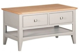 Lowell Grey and Oak Coffee Table with 4 Drawer Storage - thumbnail 1