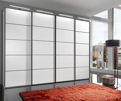 VIP Westside 4 Door Sliding Wardrobe in White with Black Trims - W 400cm - image 1