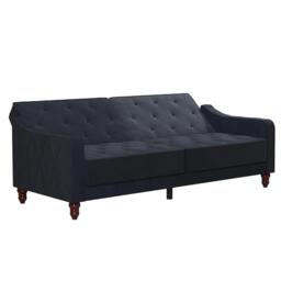 Novogratz Vintage Tufted Futon Sofa Bed - Blue Velvet Fabric - 2238679NUK - thumbnail 5